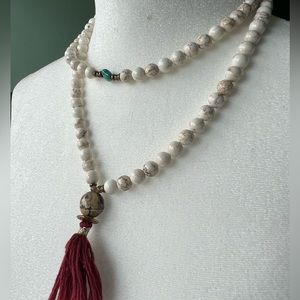 Silver & Sage White Mala